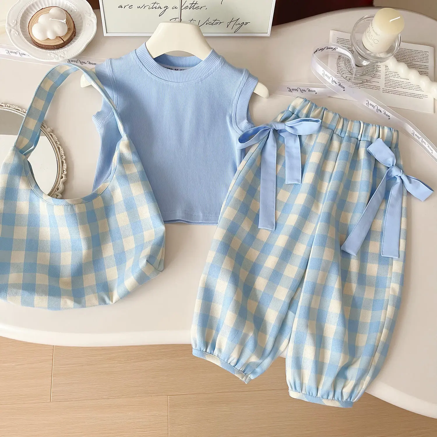 Bộ Đồ Mùa Hè Cho Bé Gái, Hàng Mới Về, Phong Cách Phương Tây, Trang Phục Thể Thao, Áo Vest Không Tay Cho Trẻ Em, Bộ Hai Mảnh
