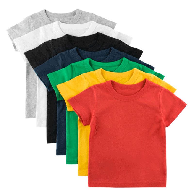 Product Introduction of Kids Plain T Shirt Tops for Child Boys Girls Baby Toddler Solid Blank Cotton Clothes White Black Children Summer Tees 1-8 Years 0