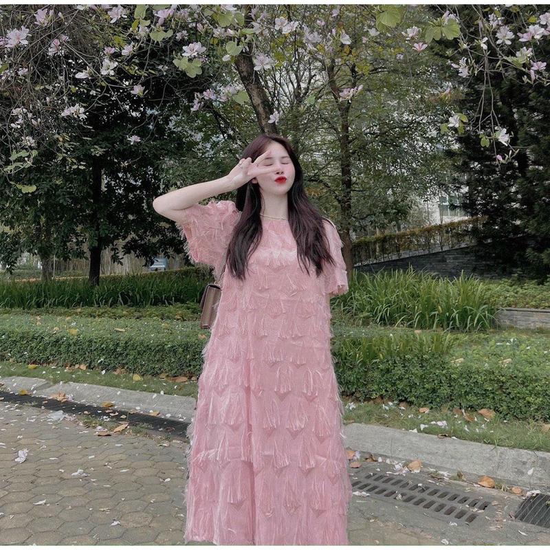 BIGSIZE HIẾU HIẾU - Đầm babydoll nữ lông dễ thương dáng dài 55-95kg