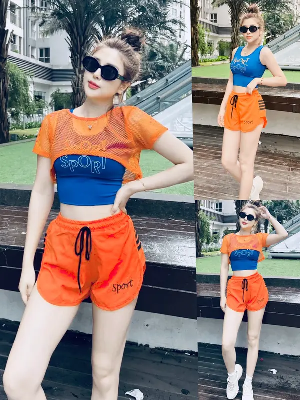bộ đùi thể thao 3 trong 1, tặng kèm mút ngực, Chạy Bộ Tập Thể Dục Tập Gym Thể Dục 1