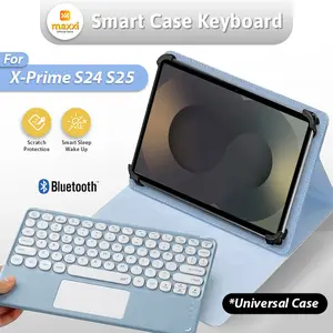 Case Keyboard For X-Prime S24 S25 Casing Keyboard Bluetooth Cover Keyboard Nirkable Mouse Wireless Slot Pen Standing Kesing Pelindung Bonus Stylus