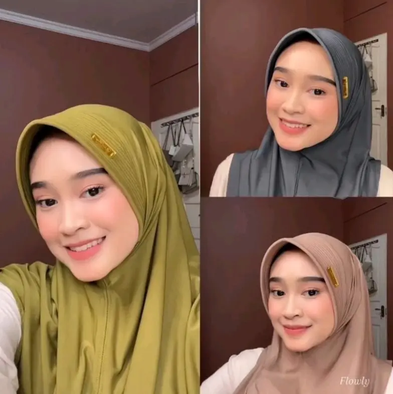 paket murah 100ribu'an 8pcs hijab bergo hamidah ukuran M lebel besi BY AZ-ZAHRA Cantik Lembut Nyaman Pad Tebal 1