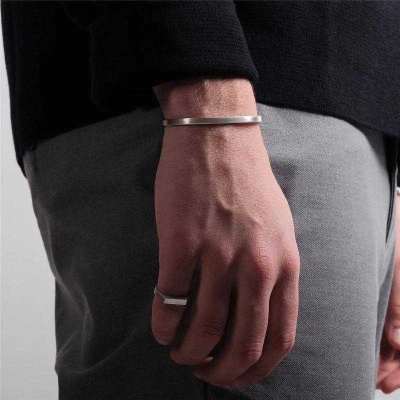 Vòng Tay Thép Không Gỉ, Thương Hiệu Thời Trang Mới, Loại C 4Mm, Phong Cách Đơn Giản, Vòng Tay Mở Nữ Bằng Thép Titan 3