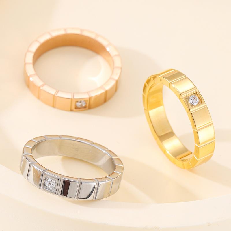 Product Introduction of Popular Fashion Couple Couple Rings Ice Cube Diamond-Studded Ring Titanium Steel No Fading Special-Interest Design Simple Men's and Women's Ring Gift 1