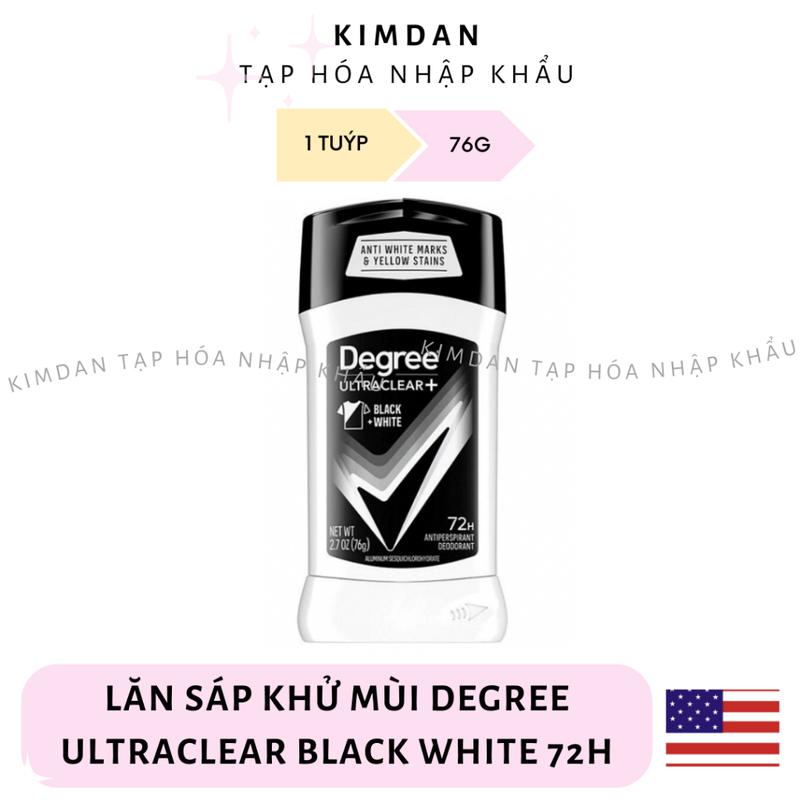 LĂN SÁP KHỬ MÙI NAM 5IN1 DEGREE ULTRACLEAR 72h BLACK WHITE 76G