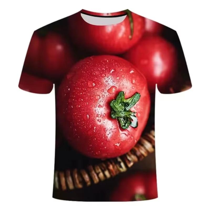 Product Introduction of Green Red Pepper 3D Printed T-shirt Vegetables Fruits Pattern Design Cool T Shirts 2024 Summer Fashion Leisure Men's Wear Tees 30