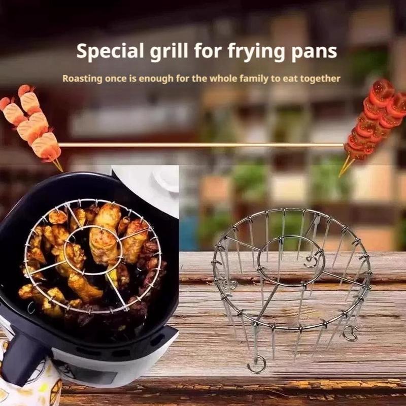 Giá Nướng Thịt, Hình Tròn, Chuyên Dụng Cho Nồi Chiên Không Dầu, Đặt Ngang, Làm Bằng Thép Không Gỉ, Thích Hợp Sử Dụng Trong Gia Đình, Xiên Giá Đỡ, S2X2 2