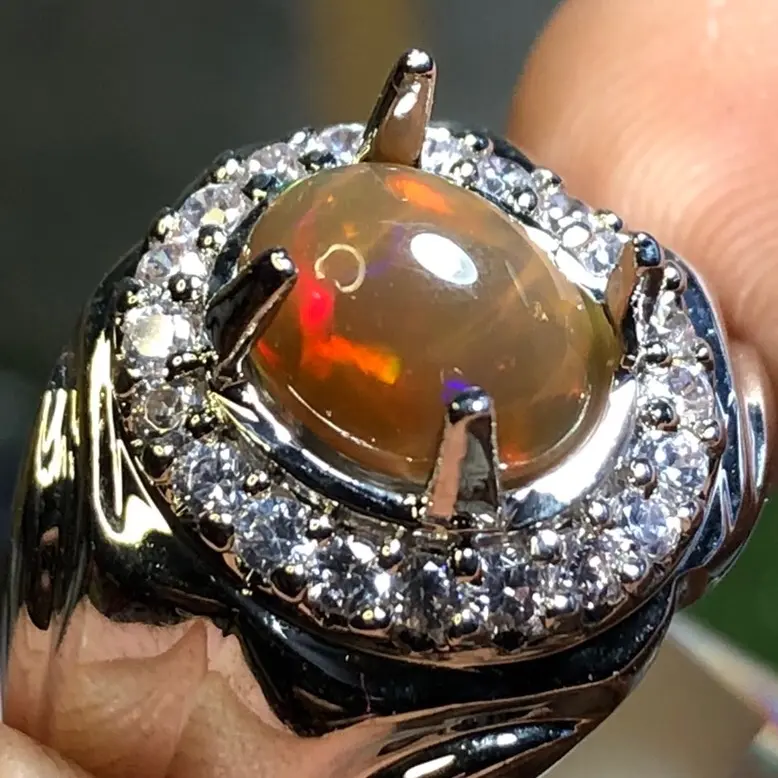 Natural opal Kalimaya ring alpaka super