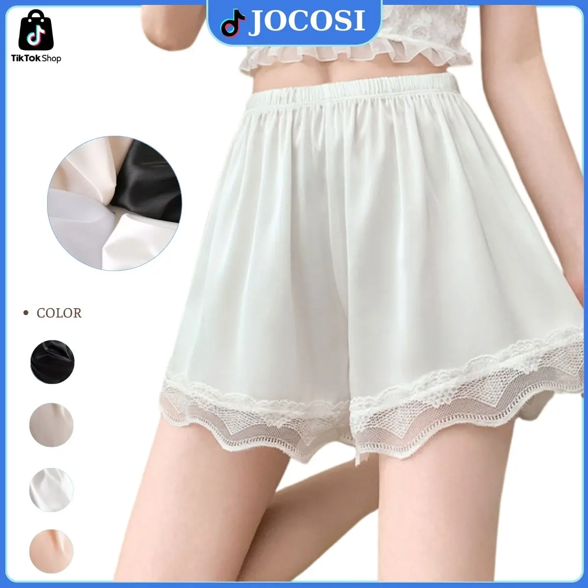 Quần lót nữ mặc trong váy Women, quần bảo hộ nữ chất lụa mềm mại thoáng mát JOCOSI V550 Kem Áo Nhung trang trọng Tua Rua quần  bảo nội  y  nữ quan  lot  dethuong quần đùi, quần ngủ
