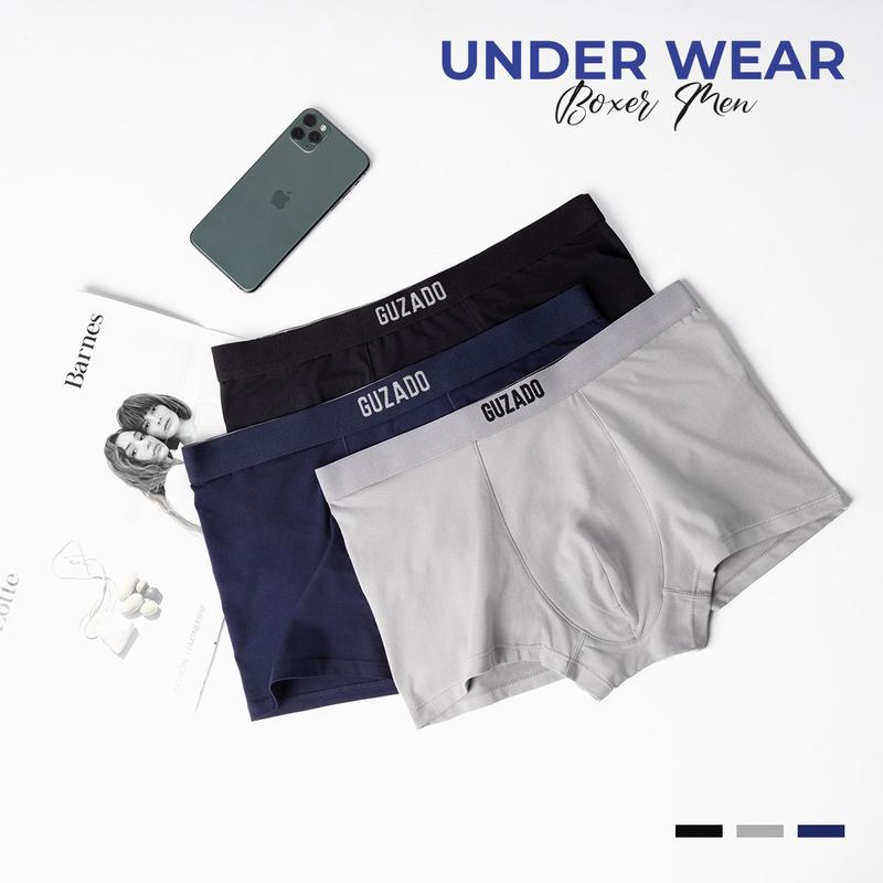 [Underwear] Combo 3 Quần Lót Quần Boxer nam  Menswear  dáng Trunk Cotton Mềm Mịn Thoải Mái GBX01 thương hiệu GUZADO