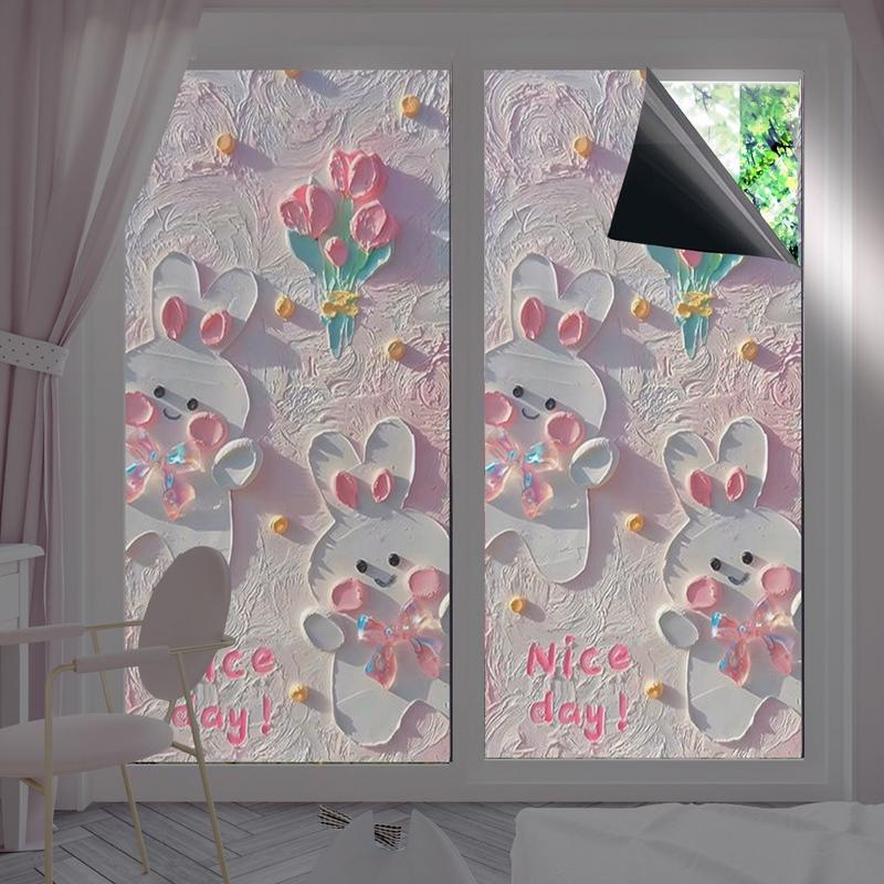 Miếng Dán Kính Tĩnh Điện Đế Đen, Miếng Dán Cửa Sổ, Họa Tiết Sơn Dầu Tươi Mới, Không Trong Suốt, Bảo Vệ Quyền Riêng Tư, Thích Hợp Cho Phòng Tắm Và Nhà Vệ Sinh, Năm 2025 0