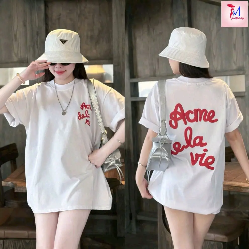 Áo phông phom rộng in chữ trước sau freesize 40 đến 65kg có 4 màu trăng,đỏ, xnah than, xanh nõn chuối