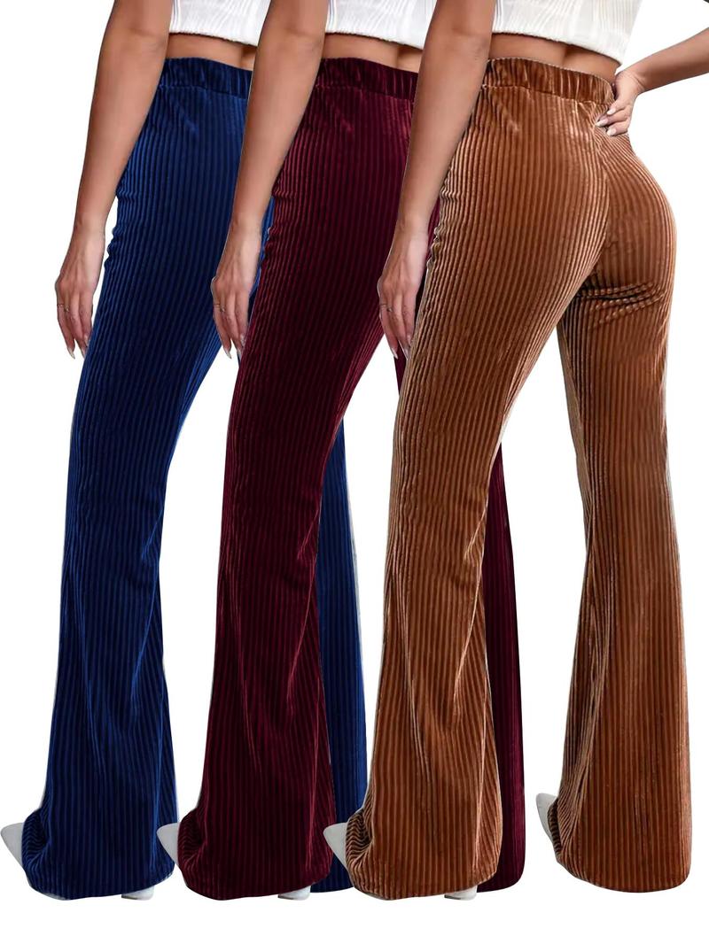 Product Introduction of Women's Solid High Waist Flare Leg Pants, Casual Comfy Bell Bottom Trousers for Daily Wear, Ladies Bottoms for All Seasons 11