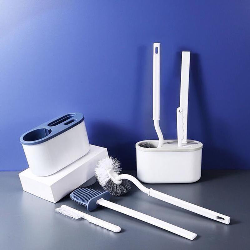 Dụng Cụ Chà Rửa Toilet 3 trong 1 - Bộ 3 Cọ bồn cầu silicon, chà toilet nhà vệ sinh 1