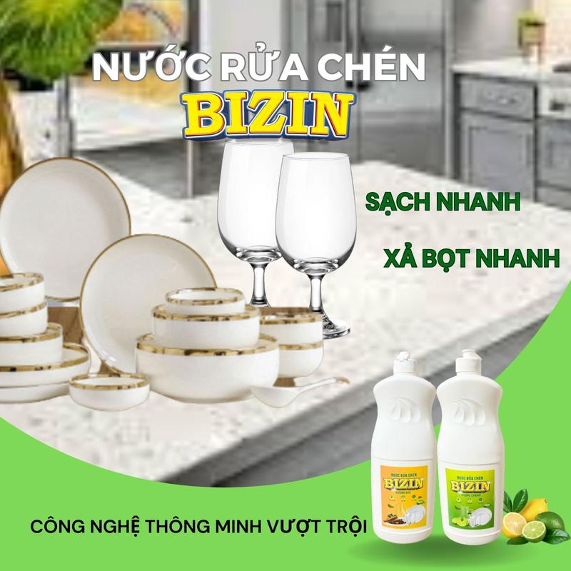 Nước rửa chén Bizin 800ml Làm Sạch dầu mỡ, hương thơm tự nhiên, tiết kiệm, an toàn cho da tay 6