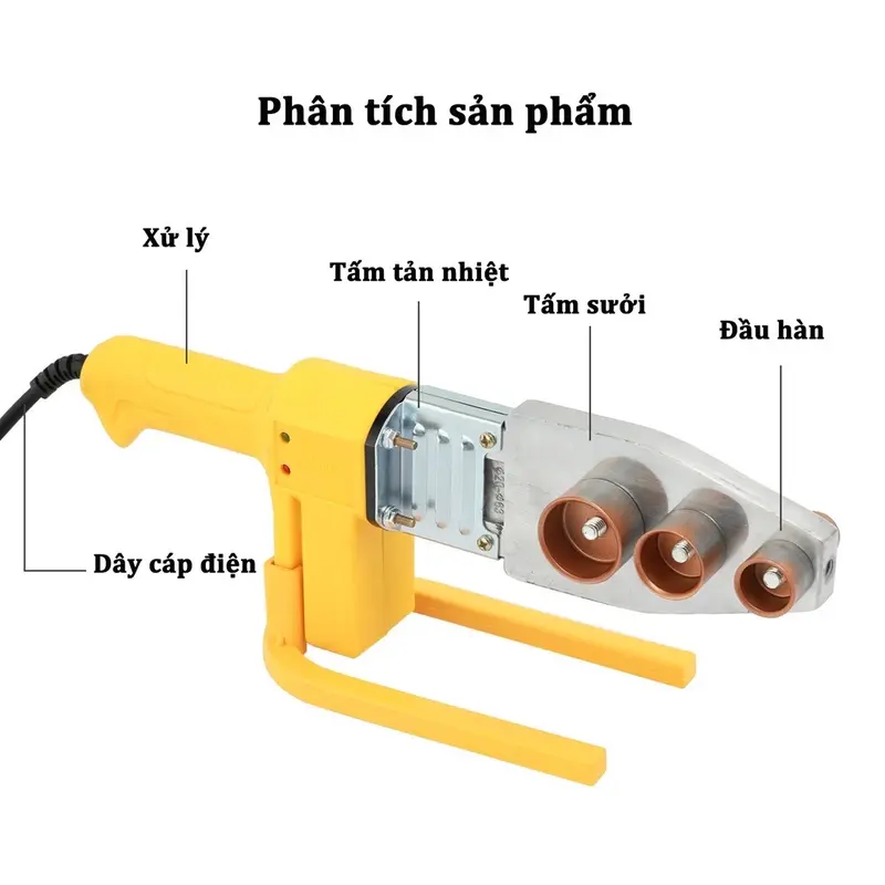 ￼Máy Hàn Ống Nhiệt Các Loại PPR,PE,PB Từ 20-25-32 ( vàng 132 ) / 20-63 ( vàng 163 - 2 lỗ ) Máy Hàn Ống Chuyên Dụng Công Suất 1500w 2