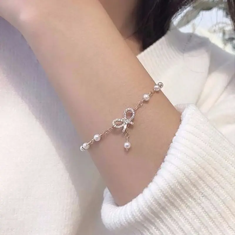 Vòng Tay Quyến Rũ Nơ Cho Nữ, Thời Trang, Chất Lượng Cao, Dây Chuyền Mỏng, Thích Hợp Làm Quà Tặng Hello Girl, Thời Trang 1