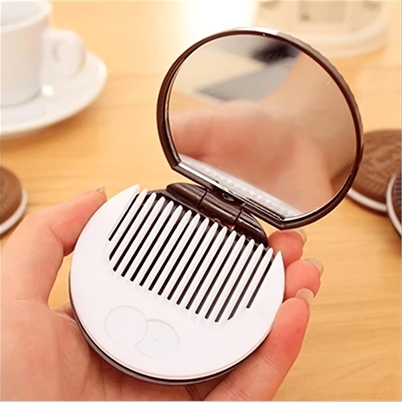 Product Introduction of Cermin Padat Lipat Berbentuk Kuki, Reka Bentuk Comel, Mudah Alih, Cermin Solek Poket, Set Sikat Perjalanan, Cermin Solek Mudah Alih Puteri Comel, Cermin Bulat Makeup 6