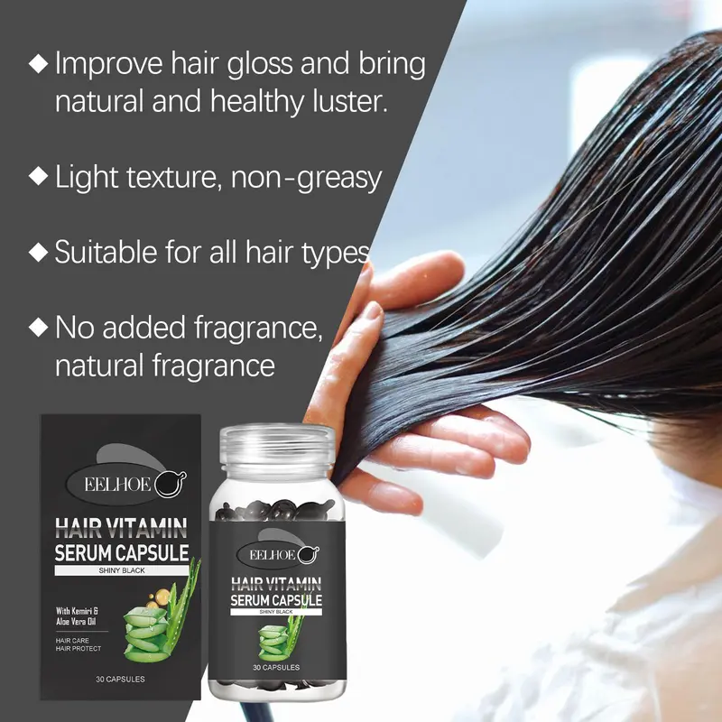 Hair Vitamin Capsule Serum, 30pcs/box Hair Care Oil Capsule, Moisturizing Smoothing Hair Serum, Hair Care Product for Men & Women 8