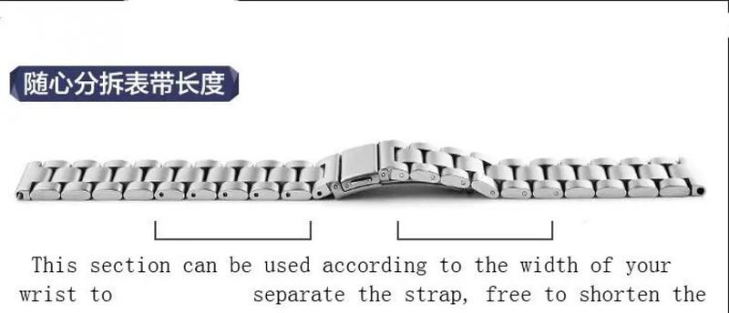 Product Introduction of 304 stainless steel watch band 16mm 18mm 2mm 22mm 24mm black silver replacement men's watch str quick relise 13