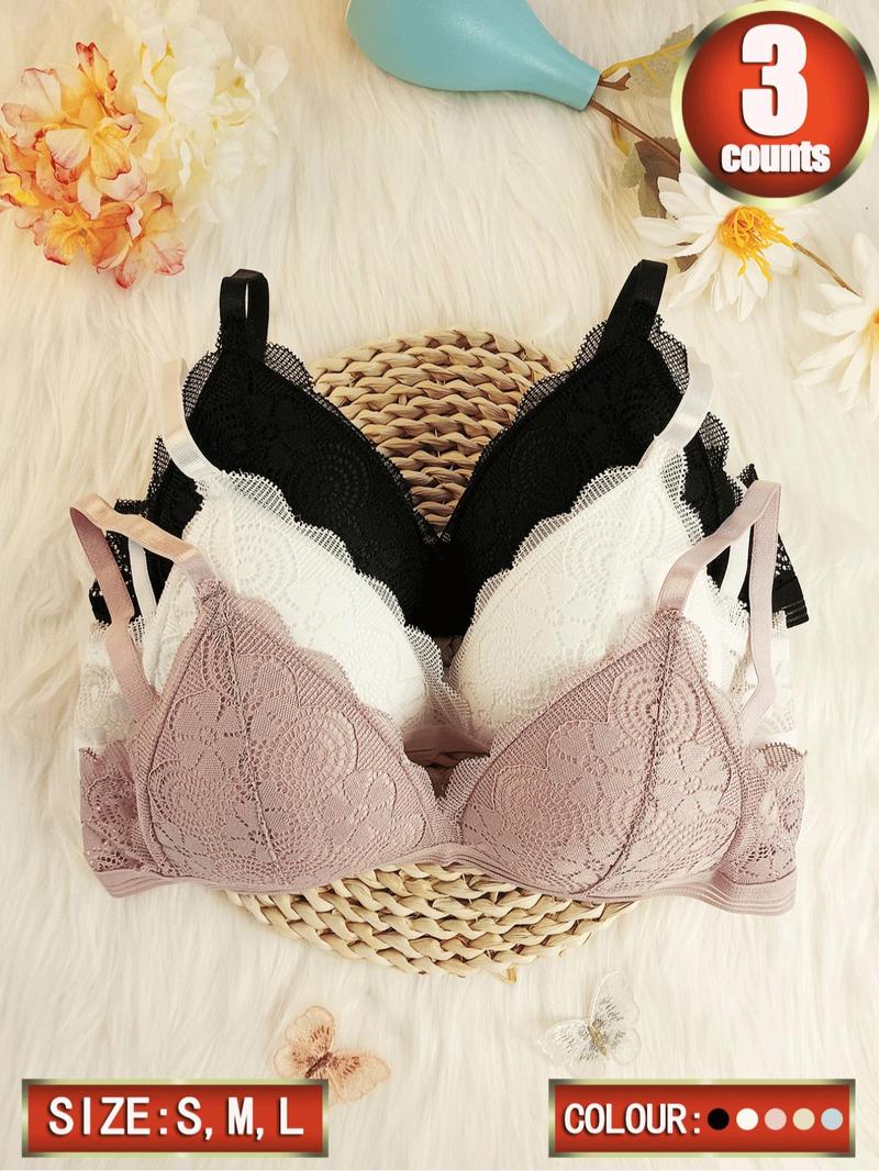 Product Introduction of Women's Contrast Lace Wireless Lingerie, Soft Comfortable Elegant Adjustable Strap Push Up Bra, Adjustable Strap Lingerie for All Seasons 5