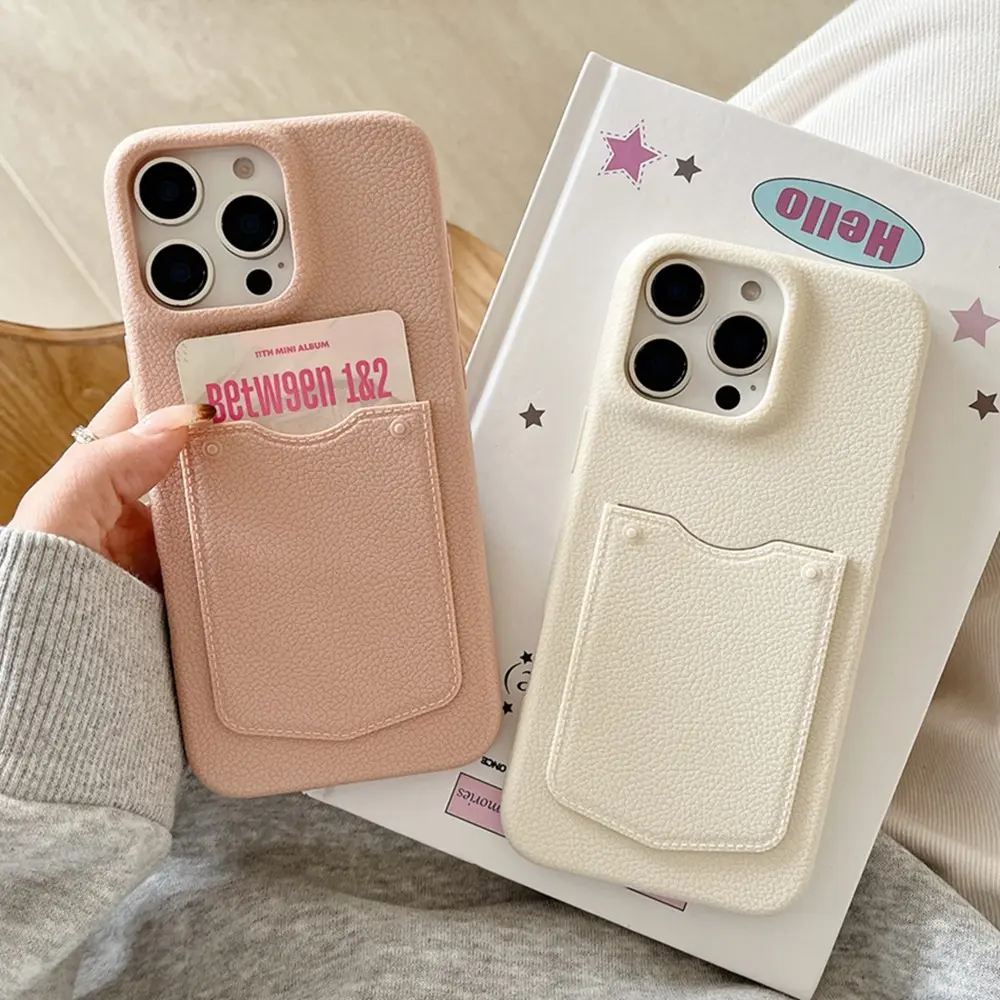Luxury Card Slots Leather Phone Case for iPhone 16Pro 14Pro 15Pro 13Pro Max 16 15 14 13 Pro Max Case Protector Candy Card Holder Soft Back Cover