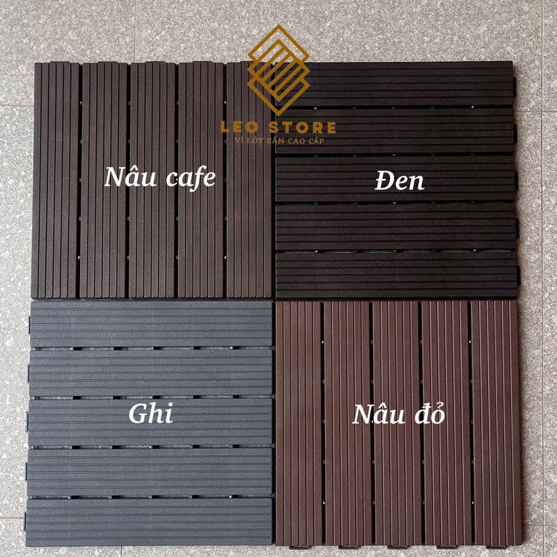 [Xưởng sản xuất] Tấm lót sàn nhựa ban công, tấm lót sàn giả gỗ HVNXK, vỉ nhựa lót sàn sân thượng, bể bơi, decor nhà, kích thước 30x30x1.8cm 1