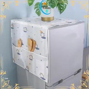 Cover Penutup Kulkas Anti Air Sarung Alas Taplak Kulkas Waterproof Dgn Tempat Penyimpanan  C116