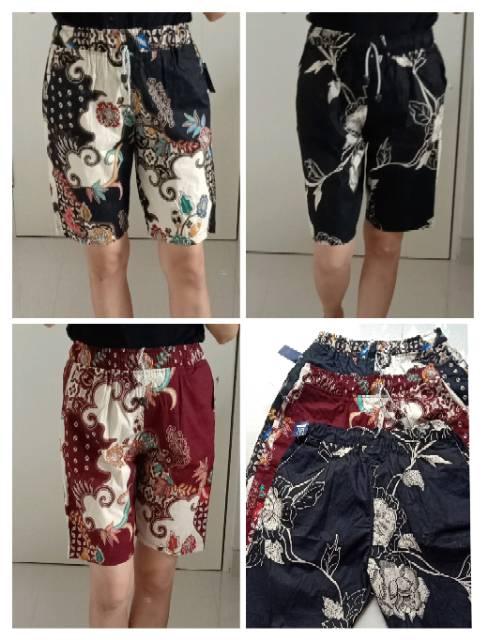 Product Introduction of Ready!! Celana Kulot Dewasa 3/4 Motif Batik Kantong Katun Melar Stretch Shorts Wanita 22