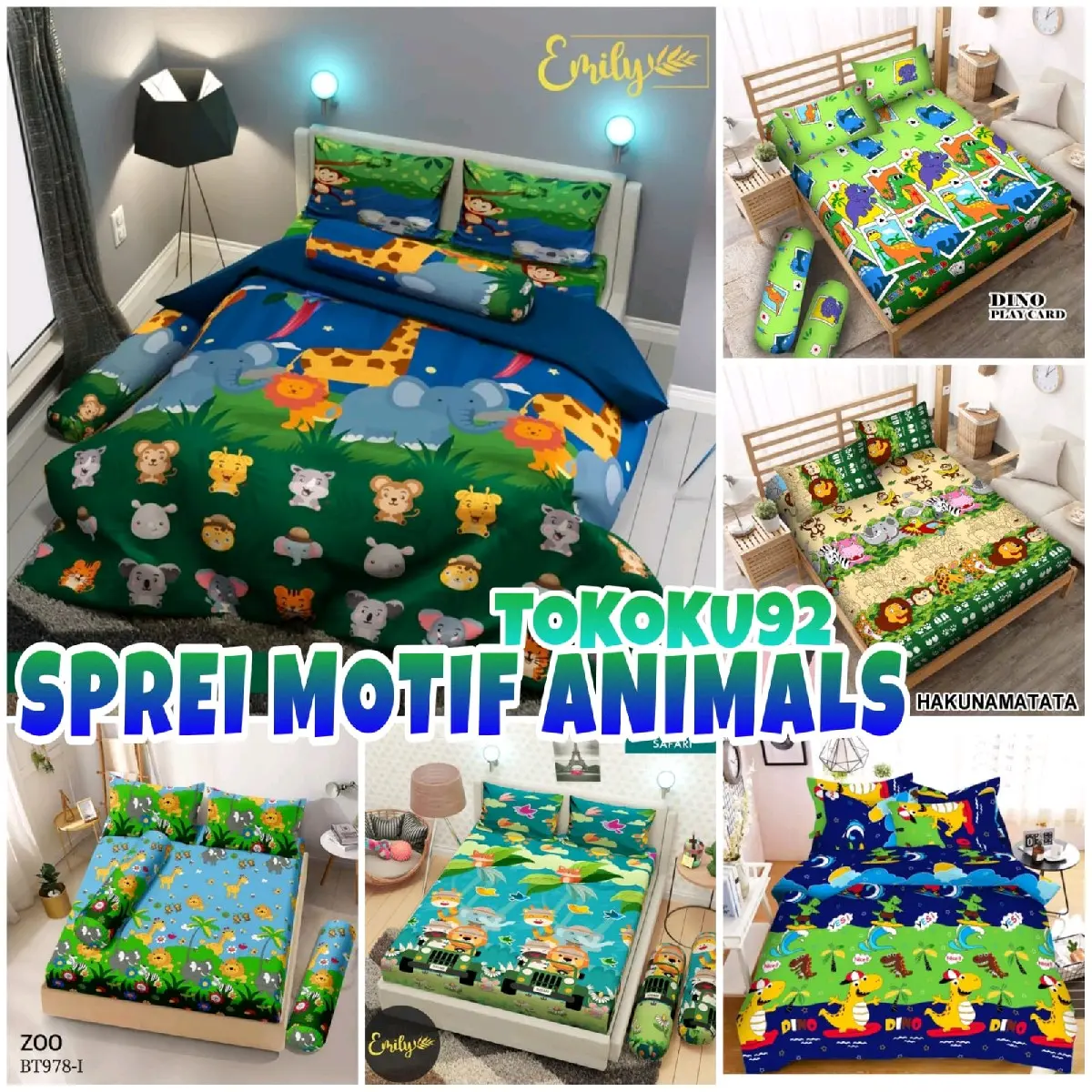 SPREI MOTIF IKAN LUCU ANIMAL JERAPAH ZOO KARTUN HEWAN BINATANG UK 180X200 / SPREI KARAKTER KARTUN / SPREI ANAK