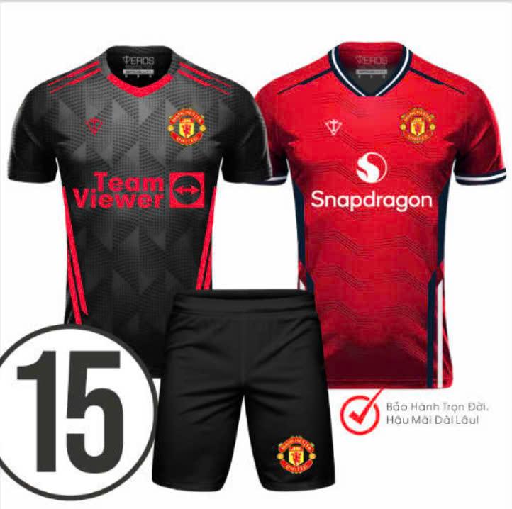 COMBO MANCHESTER UNITED ĐỎ, ĐEN WIN 8 (2 ÁO + 1 QUẦN) đồ bóng đá, MU ĐEN ĐỎ WIN 8, đồ bộ thun thể thao nam, Ngắn Tay. Top mẫu mới Eros Sport 0