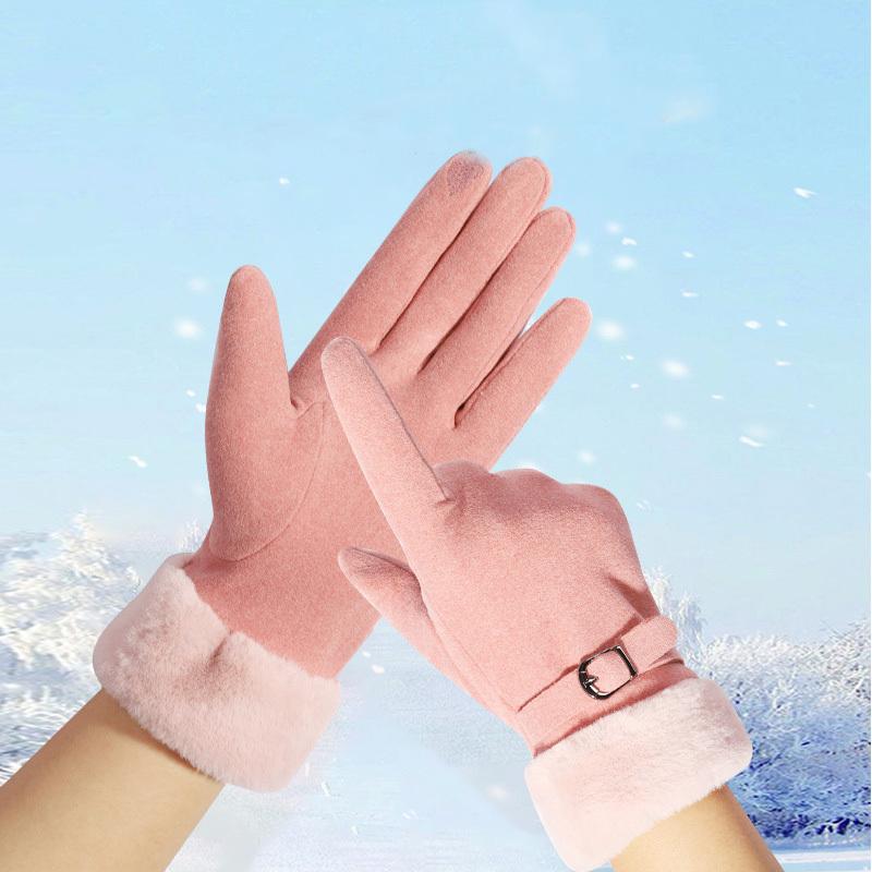 Găng tay lót Lông mùa đông nhiều Màn hình cảm ứng cưỡi ngựa ngoài trời mùa thu bằng da lộn cộng với nhung dành cho nữ Voi