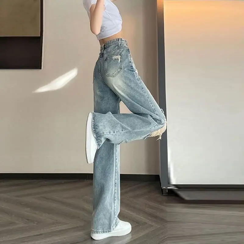 Jeansnjune Celana Jeans Wanita Sobek Kulot High Waist Jeans Ripped Import Premium Celana Sobek Korean Style Celana Robek Highwaist Biru Fit Muda Nyaman Kaki Abu Slim Panjang Denim Keren Cutbray Cutbray 3