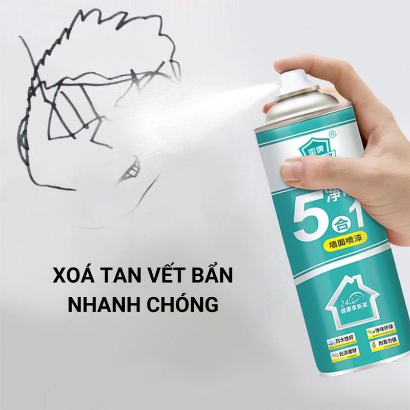 Bình Xịt Sơn Sửa Tường Nhà 1600ML - Làm Sạch Nhanh Tường Bị Vẽ Bẩn, Nấm Mốc, Vết Bẩn Cứng Đầu, Vết Ố Vàng 7