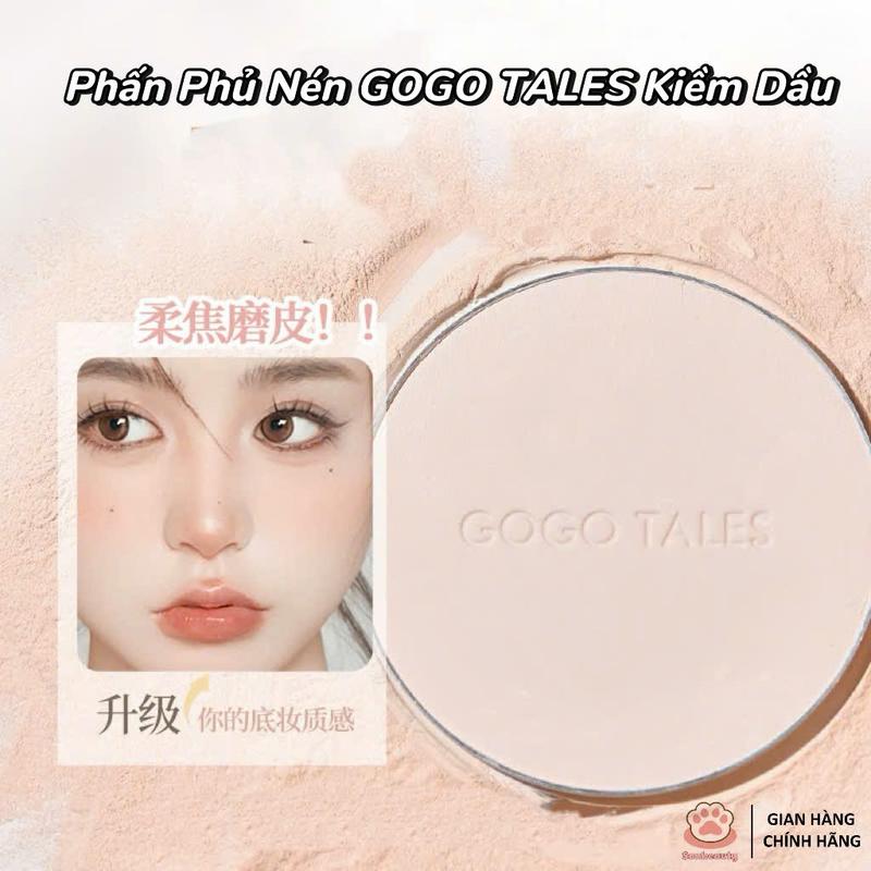   MỚI VỀ  Phấn phủ nén GOGO TALES kiềm dầu Kèm Túi Đựng Cosmetic Mỹ Phẩm Women Nữ Trang Điểm 