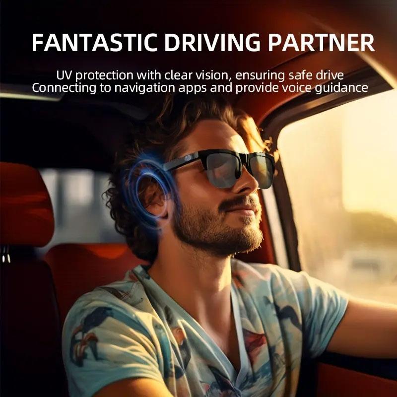 2025 AI Translation Smart Glasses IP4 Bluetooth Call Headphones UV Protective Lenses Connected Bezel Outdoor Sports Sunglasses
