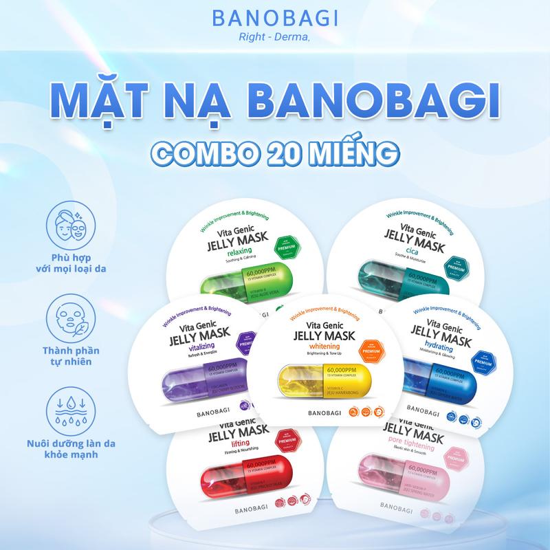 COMBO 2 HỘP Mặt Nạ BANOBAGI PREMIUM Vita Genic Jelly Mask Giúp Dưỡng Da Toàn Diện 30ml
