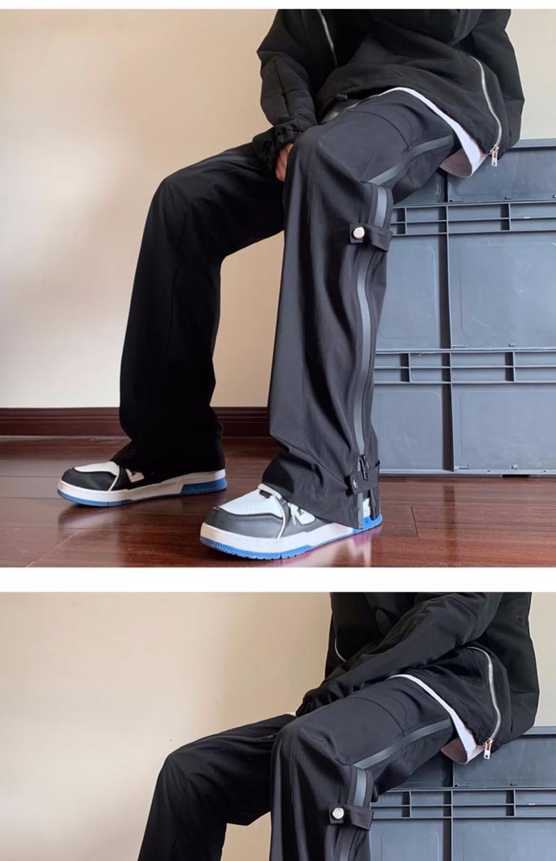 Product Introduction of Men's Stylish High Street Cargo Pants - Side Zipper Design, Trendy Urban Streetwear, Lightweight Outdoor Hiking Pants (Unisex Fashion) 8