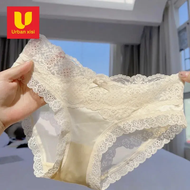 Quần Lót Ren Kiểu Pháp, Cạp Trung Thấp Đồ Lót, Bán Trong suốt, Phong Cách Dễ Thương Và , Màu Trơn Thoáng Khí Và Thoải Mái, Tulle Cotton Xuyên thấu Không đường May, Thích Hợp Cho Mùa Hè, Đồ Lót Nữ Hàng Mới Về