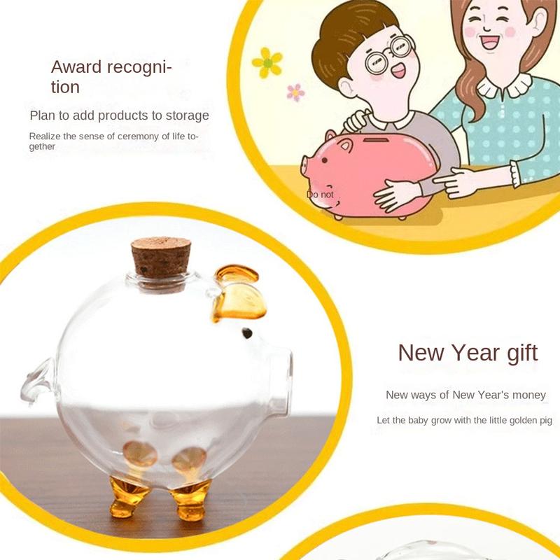 Product Introduction of Gift Pig Shape Piggy Bank Transparent Glass Storage Bottl Glass Jar 10