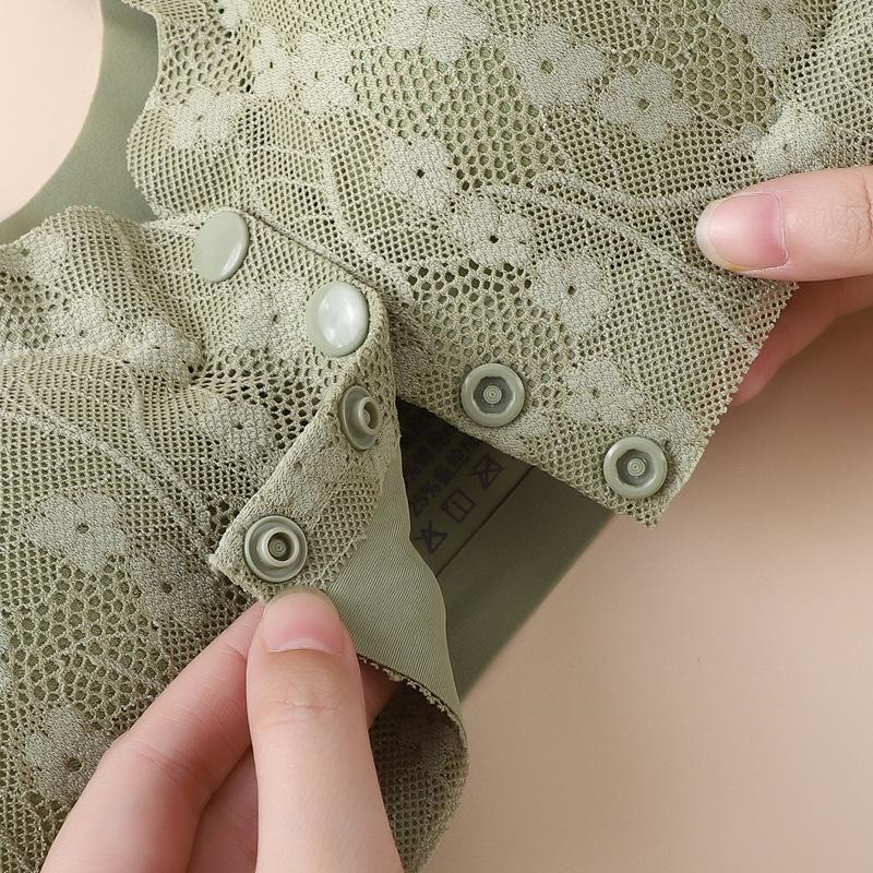 1/2pcs New Lace Without Steel Ring Bra Front Buckle Thin And Seamless Pregnant Women Gather For Breastfeeding Bra Mom's Underwear 3
