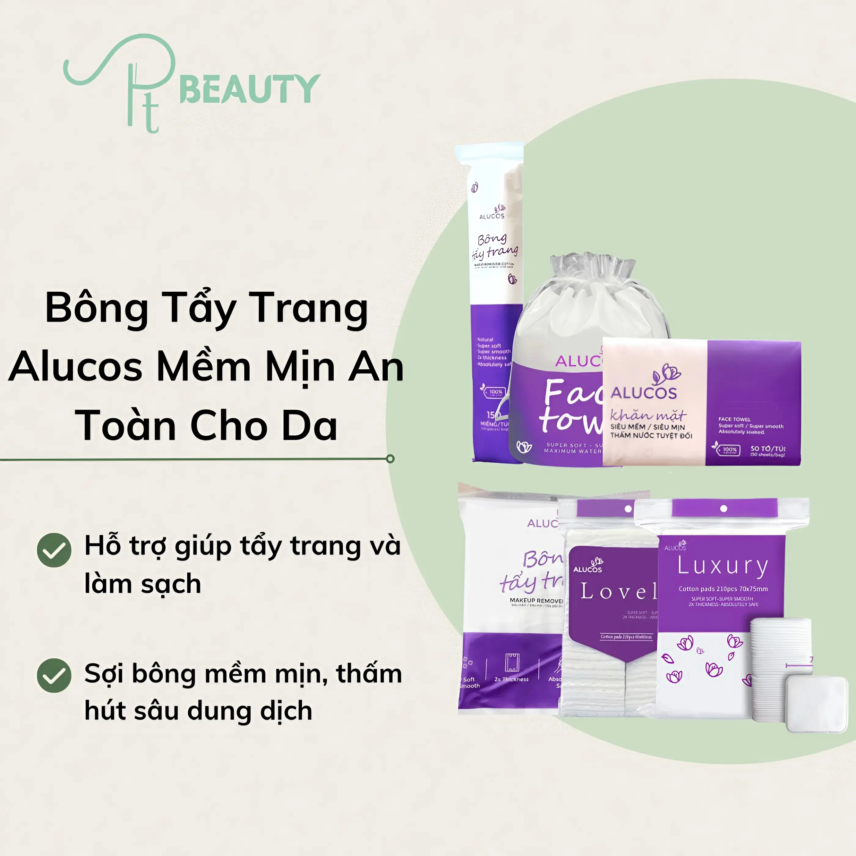 Bông tẩy trang mềm mịn ALUCOS Cotton