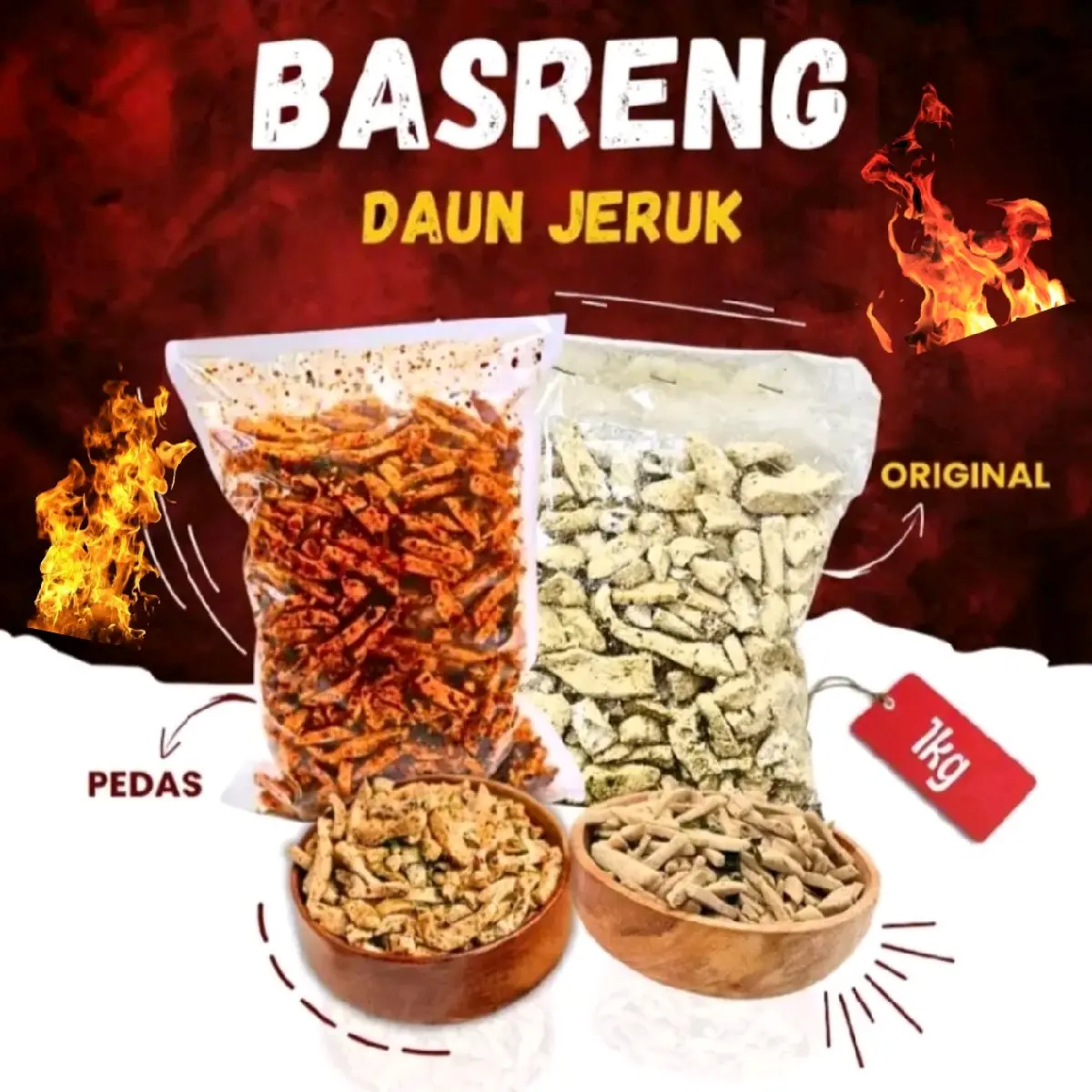 Basreng Viral (Paket Bundling Dapat 2 rasa) Pedas daun Jeruk | Original Daun Jeruk | 1kg