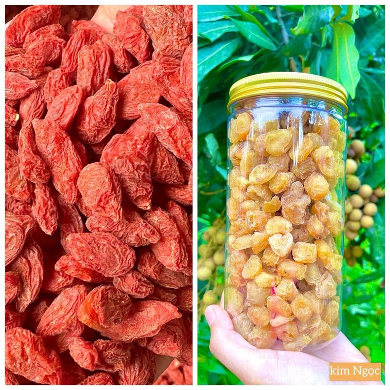 Combo tiết kiệm: Long nhãn Hưng Yên và Kỉ tử Ninh Hạ khô tơi mộc hoàn toàn size Đại yen sao khô bò mẹ liệu kỷ Food