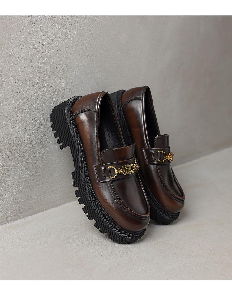Product Introduction of Leather loafers inside and out all leather single shoes British style small leather shoes fashion single shoes Boy Footwear Office Closed Work Bedroom Comfort Breathable Tactical 23