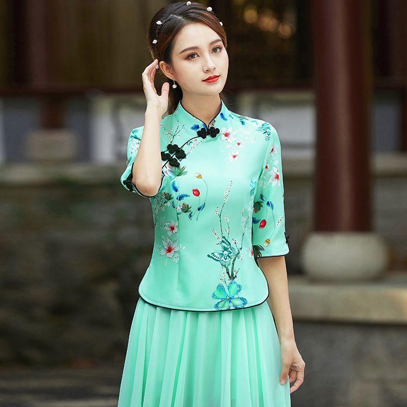 Product Introduction of Áo Sườn Xám, Tay Áo Ba Phần Tư, Phong Cách Trung Quốc, Quần Áo Hán Phục Trung Quốc, Cổ Điển Nghệ Thuật Trung Quốc, Bộ Đồ Tang, Quần Áo Trà, Phong Cách Mới Cải Tiến, Ngày: 202225 2