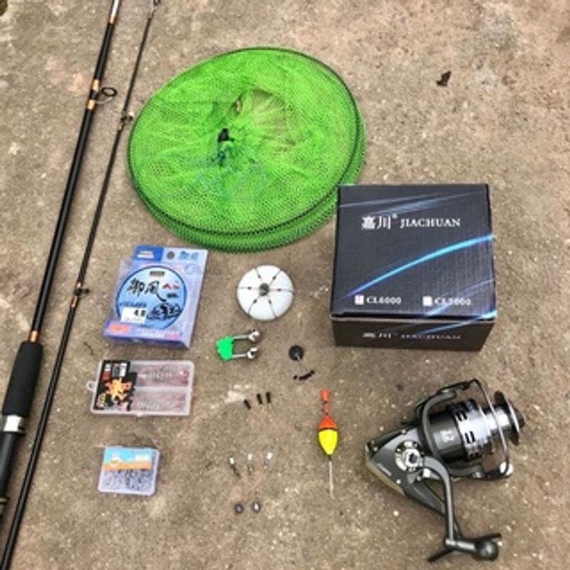  Bộ Cần Câu Máy 2 Khúc 1m65 1m8,2m1 2m4 2m7 Kèm Máy Và Phụ Kiện 