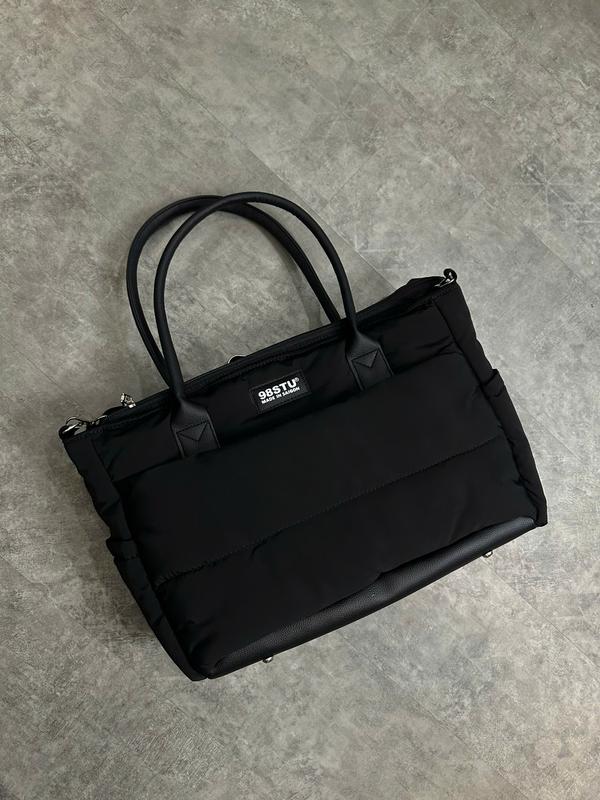 Túi tote phao chần bông nhiều ngăn Pillow 98stu phối da đựng vừa laptop 15inch form rộng tặng kèm dây đeo