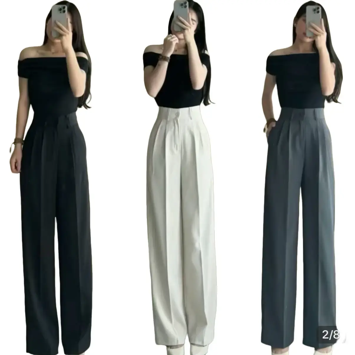 [Combo 2 Quần]Quần Tây ống suông chất vải(gold nhật) mềm sóng vải bản cạp cao tôn dáng