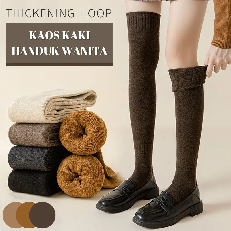 KH01 Kaus Kaki Winter Socks Kaos Kaki Handuk Musim Dingin Tebal Tahan Dingin Kaus Kaki Tinggi Atas Lutut Wanita Women High Long Socks 0